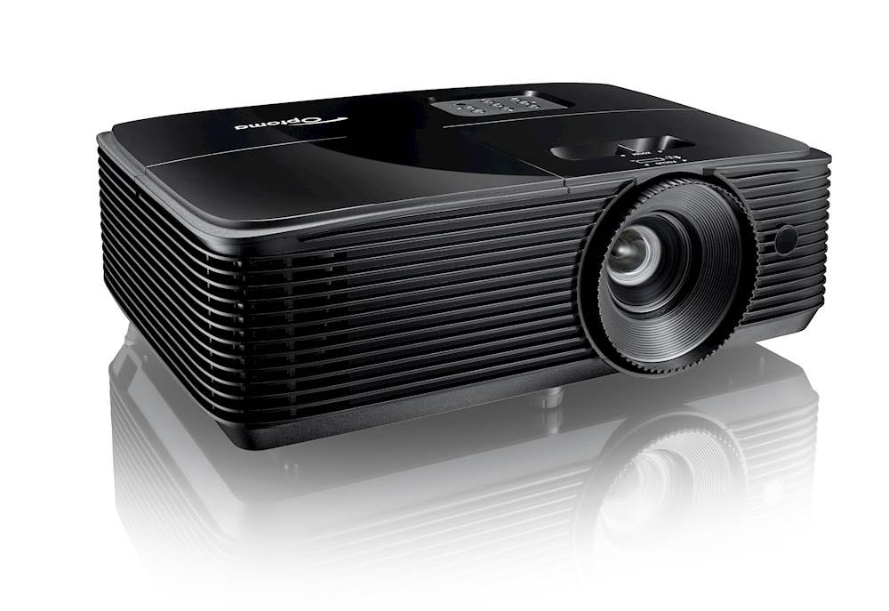 A black Optoma HD146X projector seen from the front and above.