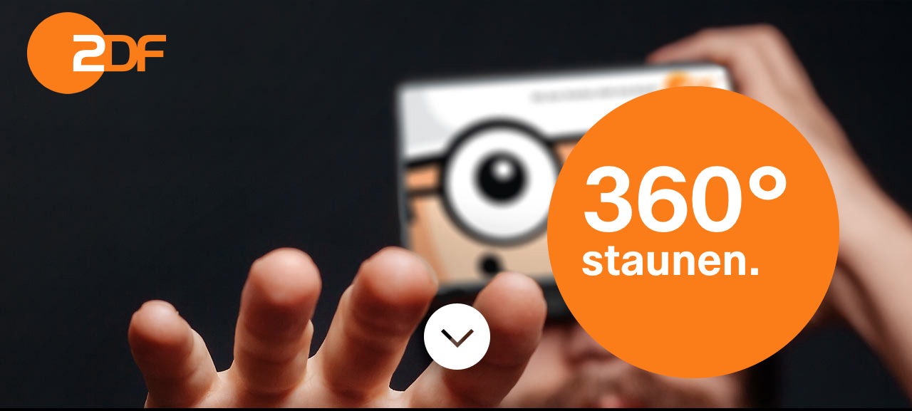Startseite von vr.zdf.de mit dem ZDF-Logo und dem Schriftzug „360° staunen.“