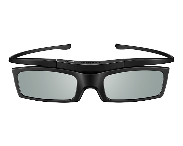 Lunettes 3D actives Samsung noires, vues de face.