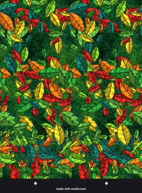 Colourful jungle-scale stereogram hiding a 3D animal; answer: an elephant