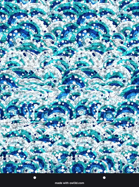 Colourful wave-pattern stereogram hiding a 3D sea creature; answer: a shark