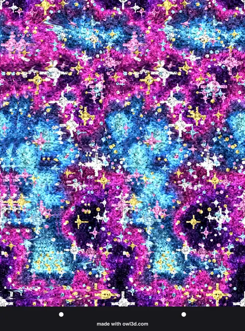 Colourful galaxy-pattern stereogram hiding a 3D sea creature; answer: a jellyfish