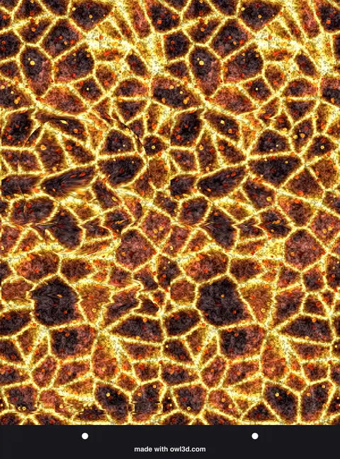 Colourful lava-pattern stereogram hiding a 3D picture; answer: a skull