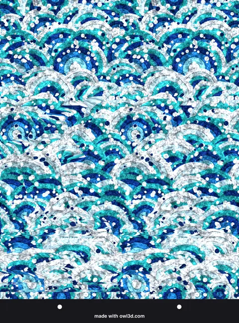 Colourful wave-pattern stereogram hiding a 3D sea creature; answer: a dolphin jumping over the waves under the moon