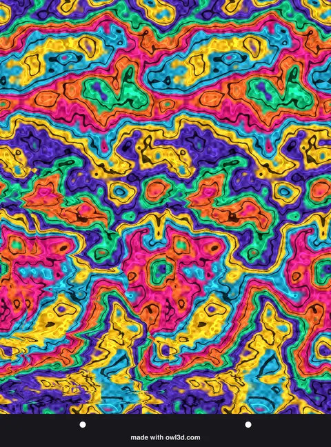 Colourful marbled stereogram hiding a 3D sea creature; answer: a sailing ship on the waves